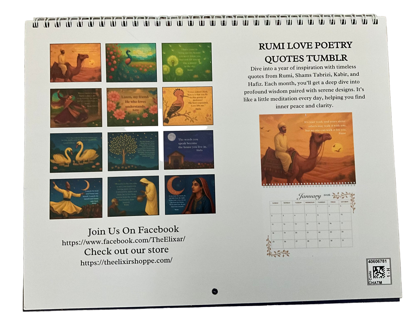 Rumi Love Poetry Quotes 2026 Wall Calendar – Spiritual Inspiration