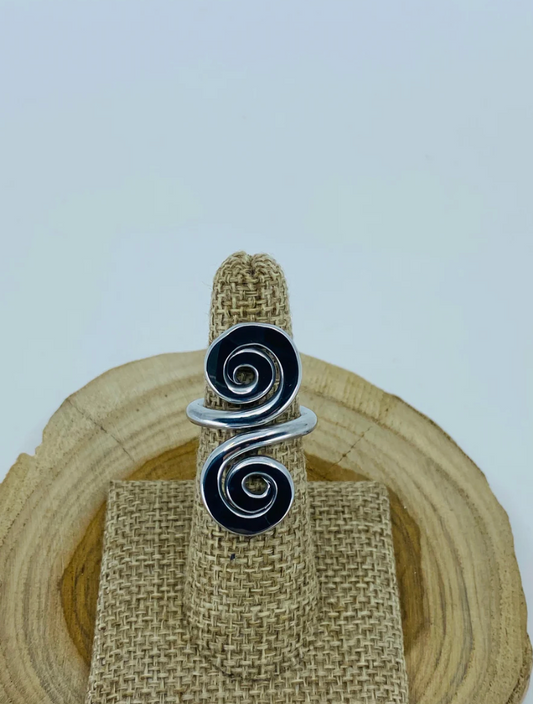 Double Spiral Statement RingDouble Spiral Adjustable Ring – Hypoallergenic Aluminum, Symbol of Balance & Energy